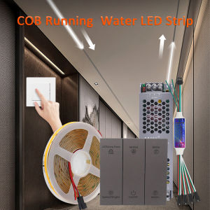 24V COB Sync Running Water LED Strip Light WS2811 Horse Race Flex Flowing Water Ribbon Tape Lamp Smart Switch for Home Decor