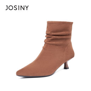 Josiny | Pointed Toe Stiletto Ankle Boots With Zipper Black