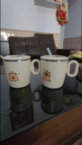 Cốc Inox 316 Cho Bé Kèm Vòi Hút Hoạ Tiết Capybara Siêu Xinh