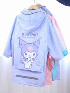 (SG Seller) Children Cartoon Raincoat Sanrio Kuromi Melody Girls Student raincoat Kids Waterproof Jumpsuit Rainwear