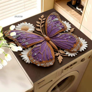 Colorful Butterfly Drum Washing Machine Cover Pad Top Pad Cover Cloth Anti-Slip Absorbent Pad Refrigerator Dust-Proof Pad