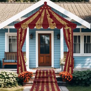 Horror Carnival Circus Door Arch Banner Halloween Welcome Porch Backdrop Outdoor Yard Entrance Haunted House Scary Clown Decor