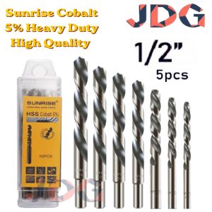 Sunrise Cobalt 5% Heavy Duty High Quality HSS Cobalt 5% 1/2" 5 Piece Drill Bit Set