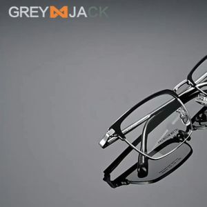 Grey Jack Frame Kacamata Model Kotak Half Frame Ringan TR90+Metal Fashion Pria dan Wanita Bisa Minus Antiradiasi Blueray Photocromic Bluecromic New 8059