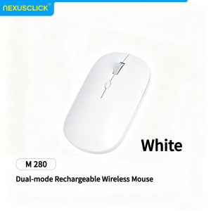 NexusClick Wireless Mouse Bluetooth and 2.4GHz Dual Modes Rechargeable Ergonomic Silent Click for PC iPad Laptop Cell Phone TV