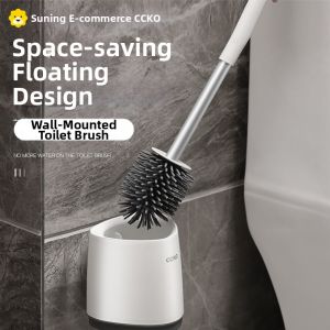 CCKO | Home Use Toilet Brush Set Creative No Drilling Bathroom Cleaning Brush No Dead Angle 2407 Durable Plastic Toilet Cleaner