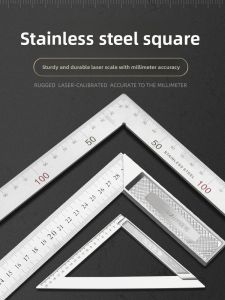 LECAN | Stainless Steel Thickened Right Angle Ruler for Woodworking Multi-functional Angle Measuring Tool