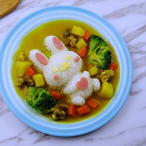 Cetakan Nasi Bentuk Kelinci Lucu Untuk Bekal Anak Dengan Centong Kecil/Cetakan Nasi Bento Set 3D Bunny