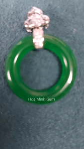 Mặt dây chuyền đá Mã Não xanh lá kiểu vòng tròn đơn có khoen đính đá size đường kính ngoài 24.8mm cổ điển thanh lịch G199osmd Hoa Minh Gem