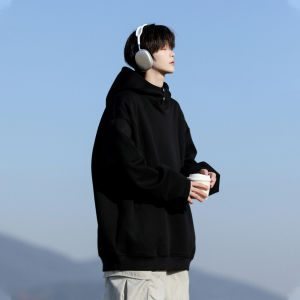 Loose Fit American Style Hoodie Mens Spring Autumn New Trend Casual Versatile Boys Top Double Layer Design Cotton Polyester Blend