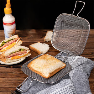 แผ่นย่างแซนวิชสแตนเลส ที่หนีบแซนวิช อุปกรณ์อบขนมปัง อุปกรณ์อบขนม เครื่องมือทำขนมปัง แผ่นย่างแบบไม่ติดกระทะ