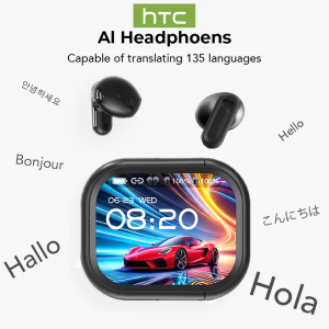 【HTC NE20】Bluetooth V6.0 Earphones AI Translator Earbuds OWS LCD Touch Screen Sport Wireless Headphones HD Stereo Sound Longlife
