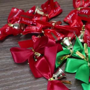 10-20pcs Christmas Bow Tie Delicate Bowknot Bells Christmas Gift Bows With Small Bells DIY Bows Craft Christmas Tree Decoration