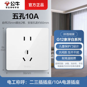Bull 16A 5-Hole Socket Panel High Power Air Conditioner Special Use 16Amp Socket Home Use Concealed Installation Hot Water Heater