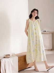 Cool Light-weight Cotton Medium Length Summer Dress Nightgown