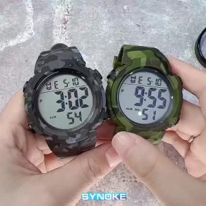 Synoke | SYNOKE Outdoor Military Digital Watch For Men Fashion Retro Men Watch Sports Waterproof Men Watch Multifunctional Luminous