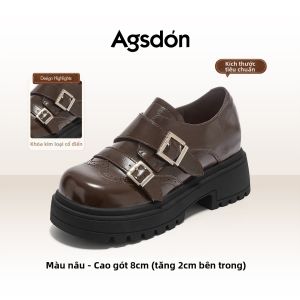 Agsdon | Giày Lười Đế Dày Tăng Chiều Cao Nữ 2026 Mới Hè Đa Năng Retro