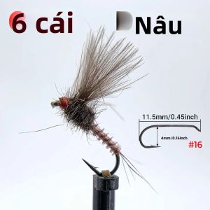 ICERIO 6 CÁI # 16 Mồi Câu Ruồi Khô CDC Emerger Midge Có Gai Nhân Tạo Dành Cho Cá Hồi Và Cá Chub Dùng Cho Câu Ruồi Suối