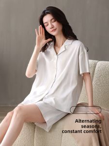 MiiOW | Pure Cotton Summer Sleepwear Womens Short Sleeve Open Cardigan Cool Sensation Breathable Luxury Home Clothes Can Be Worn Outside
