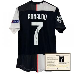 19-20 Juventus Player Edition No. 7 Ronaldo short-sleeved printed autographed football shirt fan collection gift+certificate match&training jersey