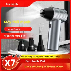 Quạt Thổi Mạnh X7 Violent Blower 500g Động Cơ Không Chổi Than 40mm Công Suất Cao Kèm 4 Đầu Phun Gió Dụng Cụ Làm Sạch Bụi Cho Bàn Phím Máy Tính