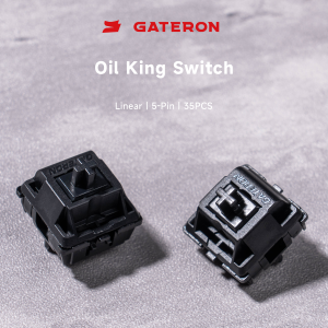 GATERON Oil King Lubed Keyboard Switches Plate Mounted Compatible for Mechanical Keyboard 5 Pin 55gf Pre-lubed Dark Black Linear Key Switches(35 Switches/Quantity)