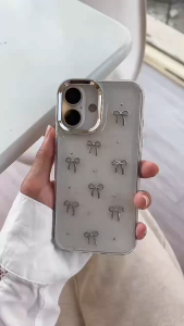 เคสกล้องเงิน งานกล่อง เคสลา่ยโบว์เงิน สำหรับ ไอโฟน สำหรับรุ่น iphone i11 promax 12 promax 13 promax 14plus 14 promax 15 promax 16promax