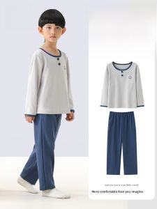 MiiOW | Pure Cotton Long Sleeve Childrens Sleepwear Set For Boys And Girls Home Comfortable Clothing Antibacterial Pants And Shirt