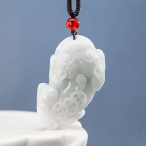 Natural A-grade Jade White Three Coins Wealth PIXIU Carved Men Pendant with Certificate