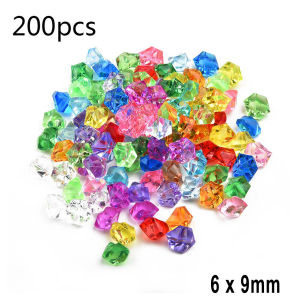 200PCS Acrylic Stones Crystal Acrylic Gem Stone Kids Mixed Color Ornaments Vase Wedding Party 6*9mm Accessories DIYJewelry Decor