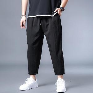 Quần Dài Nam Mùa Hè Mỏng Rộng Rãi Quần Dài Cotton Lanh 9 Điểm Quần Thể Thao Cỡ Lớn Quần Dài Ống Đứng Quần Dài Thường Ngày