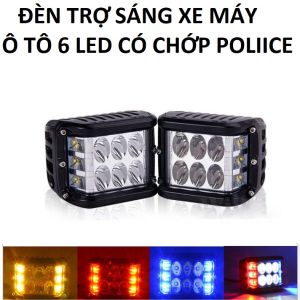 (Giá tốt) Đèn led siêu sáng xe máy ô tô X6 Pro 6 led 45W 2in1 kèm chớp nháy xanh đỏ mẫu mới hàng vip đồ chơi xe máy