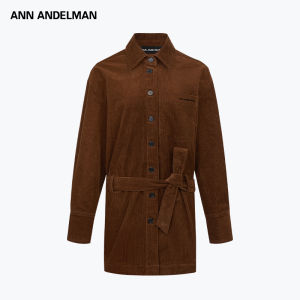 ANN ANDELMAN | Loose Long-sleeve Waist-Tie Corduroy Shirt Jacket