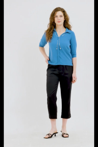 Krizia Quarter Sleeve Collared Blouse Top