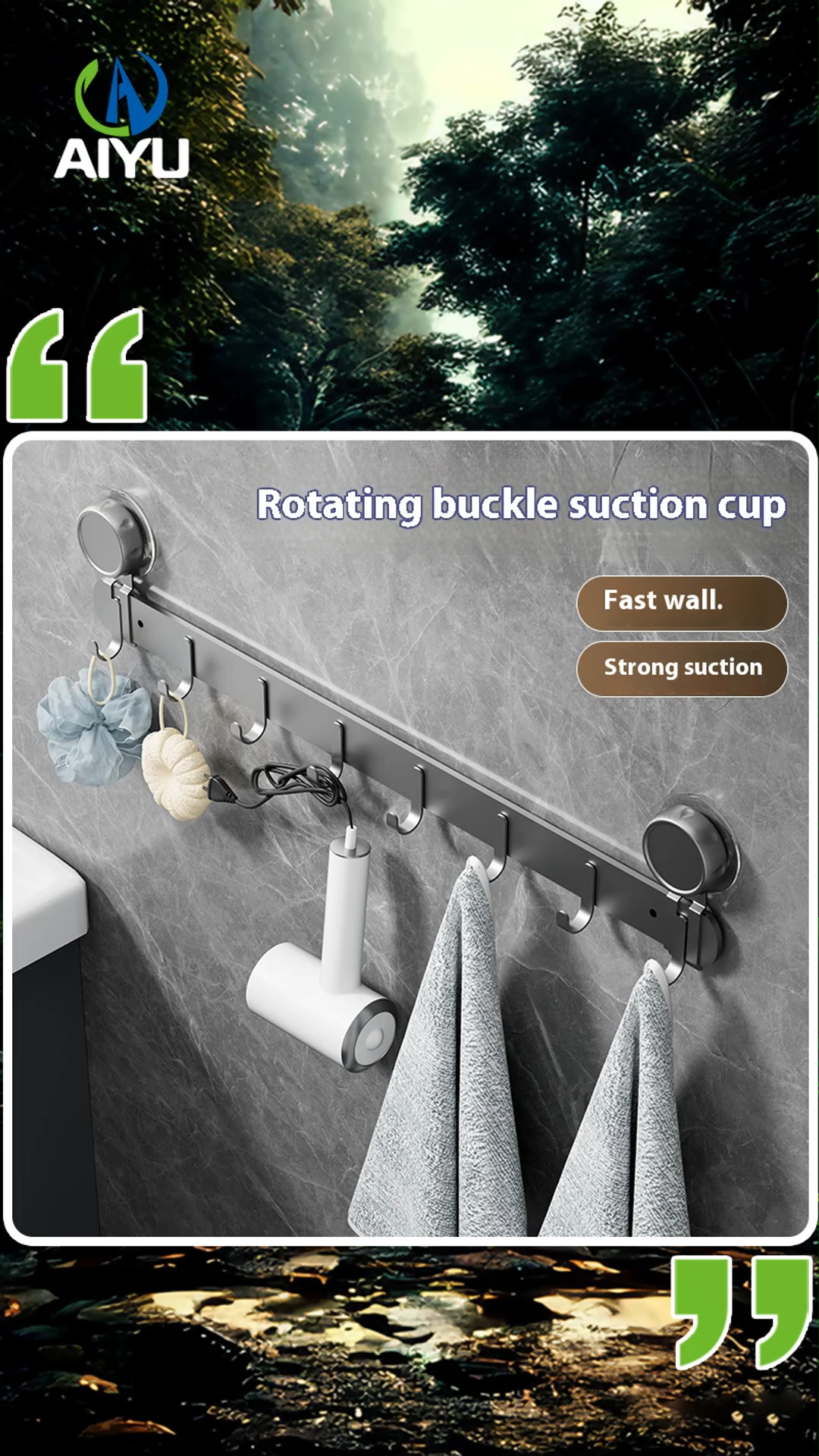 AIYU/Strong suction cup carbon steel hook bathroom/door/kitchen no-punch wall-mounted hanger storage【Kuala Lumpur IN STOCK】