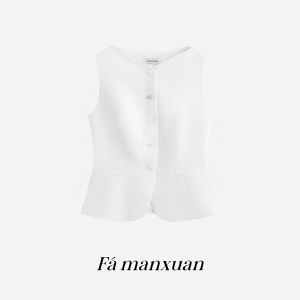 FAMANXUAN | French V-neck Acetate Vest Half-skirt Suit