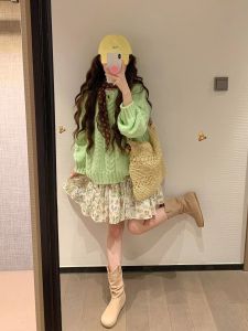 XUECAIQI | Elegant Spring Knitted and Floral Dress Suit