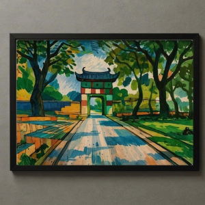 Tranh Nghệ thuật "Khuê Văn Các Quốc Tử Giám" VIETSMART ART - Acrylic trên toan vải 60 x 90cm