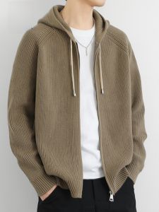 ROMON | Lormen Mens Cardigan Sweater Casual Sporty Hooded Zipper Jacket Warm Knitted Shirt Spring Autumn New Style Winter Essential