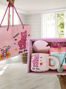 High Aesthetic Value Ceramic Mug Set Cute Birthday Gift Water Cup Womens Coffee Cup Drinking Water Mark Cup Trendy Present