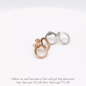 Lokaer Trendy Stainless Steel Pave Setting CZ Crystal Circle Wedding Earrings For Women Gold Plated Anniversary Jewelry E19076
