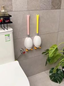 Cọ Chà Rửa Bồn Cầu Toilet Nhà Vệ Sinh Đầu Silicon Mỏ Vịt Dán Tường