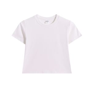 Áo Thun Nữ Tay Ngắn Ôm Vừa Vặn Thời Trang Xuân 2025 Áo Thun Nữ Tay Ngắn Thường Ngày Bằng Polyester Dệt Kim Dày