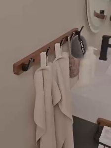 【COD/Original】Wood Wall Hook Aluminum Towel Hook Living Room Door Back Clothes Hook Walnut Wood Clothes Hanging Hook Wall Hanging Cap Holder Door Hanging Hook Key Hook Key Holder Bedroom Bathroom Entrance Row Hook Coat Hook