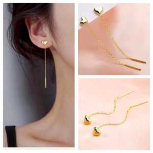 Medanbro Acc-1622 Korean style anting juntai gold titanium anti karat Anting jurai love