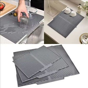 YESPERY Large Silicone Draining Pad Diversion Opening Slope Dish Cup Storage Pad Kitchen Water Filter Pad Non-Slip Mat
