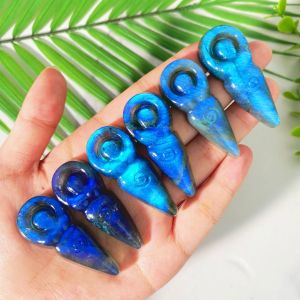 1PC High Quality Labradorite Yoga Model Natural Crystal Carving Gemstone Jewelry Glitter Healing Crystal Birthday Gift