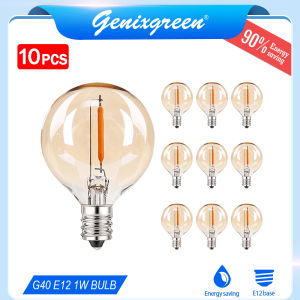 10pcs E12 String Light Replacement LED Bulb 1W 220V Amber Glass Bulb Energy Saving Equvalent 10W Incandescent Decorative Warm WhiteLamp Bulb for for Party Garden Wedding Fairy Lights