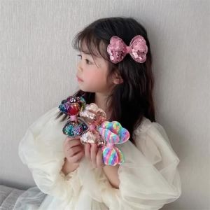 4 Dài Màu Sắc Chuyển Đổi Sequin Lấp Lánh Nơ Lớn Kẹp Tóc Cho Bé Gái Trẻ Em Dễ Thương Kawaii Công Chúa Cổ Tích Kẹp Tóc Phụ Kiện Thời Trang
