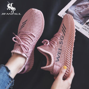 Womens Breathable Running Shoes Spring Autumn Summer Fashion Casual Sports Flat Heel Soft Bottom Mesh Knitted Slip-On
